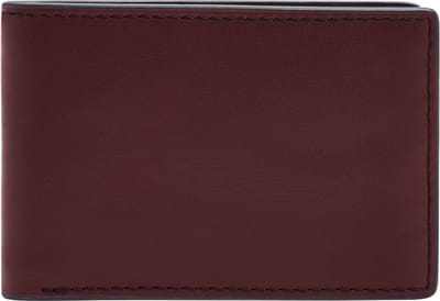 FOSSIL Leren Kaarthoes Steven Front Pocket Wallet Bifold Eggplant Rood