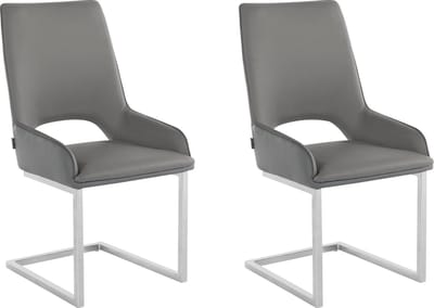 Irma-Eetkamerstoel - Set van 2 - Grijs PU