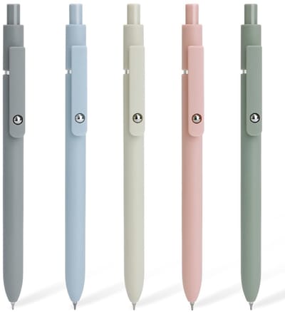 EXCITAT Gelpennen - gel pennen - 0,5 mm gelpen - zwarte inkt - fijne punt - soepel schrijven - geschikt voor agenda, notities, leuk kantoor, school - Morandi Color - verpakking van 5