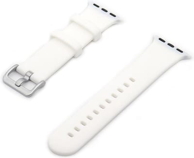 By Qubix - Geschikt voor Apple Watch bandje - Rubberen Siliconen sportbandje met gesp - Wit - Geschikt voor Apple Watch 38mm / 40mm / 41mm / 42mm - siliconen sport bandje - smartwatchbandje