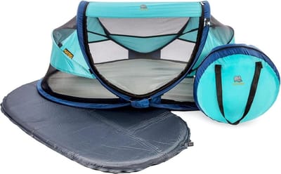 Luxe reisbed met matras vanaf de geboorte tot 25 jaar - Pop Up babybed babytent - incl. klamboe & reistas - 120x75x50cm - Ocean