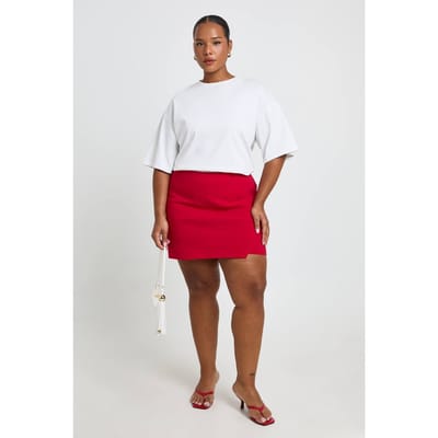 boohoo Dames Plus Bengaline Wikkel Skort | Rood | Maat: 48