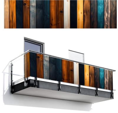 Balkonscherm 500x120 cm - Balkonposter Hout - Planken - Donker - Warm - Balkon scherm decoratie - Balkonschermen - Balkondoek zonnescherm