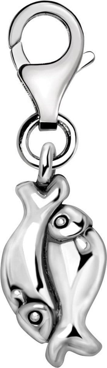 Quiges – Charm – Hanger - 3D Horoscoop Vissen - Verzilverd - karabijnslot - geschikt - voor - Bedelarmband - QHC160