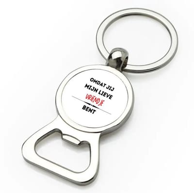 Akyol - omdat jij mijn lieve vriendje bent flesopener - Vriend/vriendin - de liefste vriend - valentijnsdag - verjaardag - cadeautje voor vriendje - kado - geschenk - 9 bij 3 cm