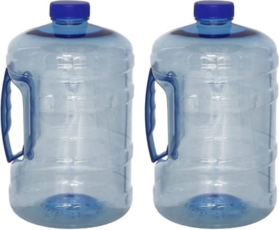 Gerimport Watercontainer/jerrycan - 2x - 2 Liter - Kunststof - blauw - 13 x 22 cm - kamperen/camping/wecken