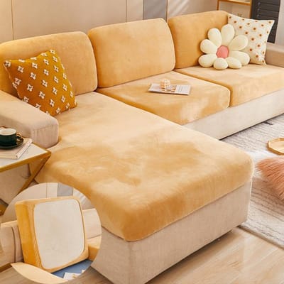 Fluwelen Bank Zitkussenhoes Kussenhoes Dik Pluche Effen Kleur Zachte Stretch Bankhoezen Meubelbeschermer Voor Huisdieren Kinderen NS 50-65CM beige
