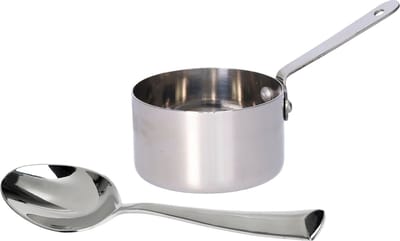 Cosy and Trendy Mini steelpan/sauspannetje - 2x - RVS - 8 cm - klein sausbakje voor serveren
