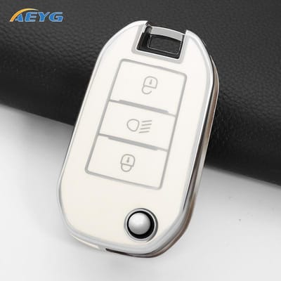 Mode TPU Autosleutelhoes Cover Voor Peugeot 208 308 408 508 2008 3008 4008 5008 Voor Citroen C3 C4 Cactus C6 C8 Beschermer Sleutelhanger white