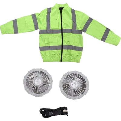 Veste de ventilateur sans fil réfléchissante pour l'été, vêtements de refroidissement, vêtements de travail de protection solaire pour la réfrigération XL verte fluorescente