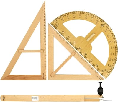 Geometrie Set - Tekenhulpmiddelen - Tekenen en Meten - Dubbel Gebruik Kompas - 120 cm Cirkel - Houtkleur