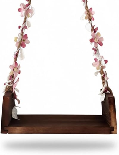 Pasgeboren Schommel - Babyschommel Fotografie - Foto's Maken - Met Macrame Touw - 32 x 13 x 10 cm - Donkerrood