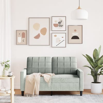 Vidaxl Bank 2-Persoons, Lichtgrijs, 120 Cm, Bekleed met Fluweel