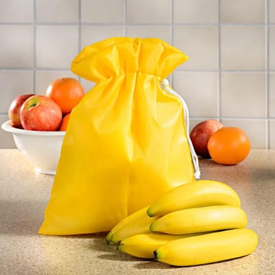Famanu – Herbruikbare bananentas – Ademende vershoudzak met trekkoord – Voorkomt kneuzing van bananen