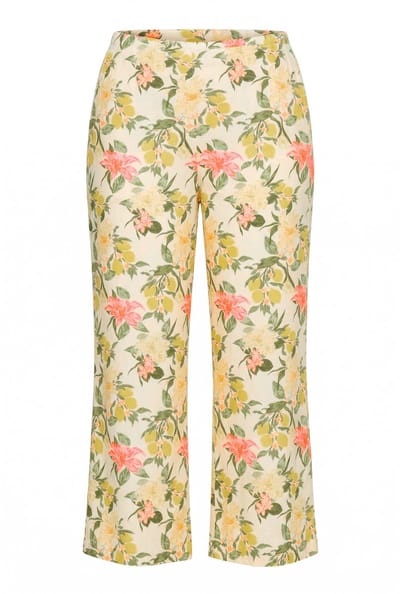 MIAMODA - Dames - Culotte wijde pijpen strikpatroon - Sorbet geel - Maat 46