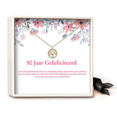 Pera Jewelry - 925 sterling zilveren Levensboom Ketting - 50 jaar - Collier - Ketting Dames - Ketting met Hanger