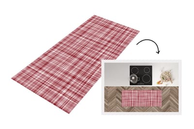 Keukenloper - Loper keuken - Patroon - Rood - Waves - 120x50 cm - Keukenloper vinyl