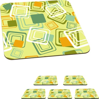Onderzetters voor glazen - Jaren 70 - Patronen - Abstract - 10x10 cm - Glasonderzetters - 6 stuks