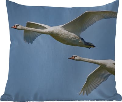 Tuinkussen - Zwaan - Vogel - Lucht - Blauw - 40x40 cm - Weerbestendig