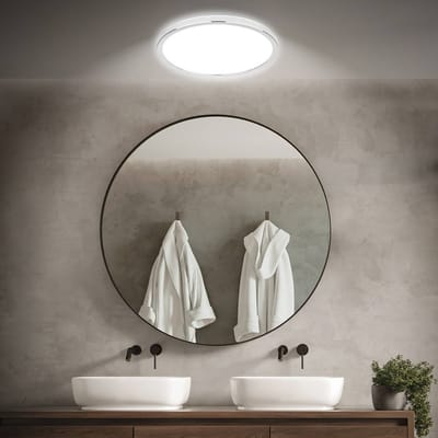 BRILONER Pulap - LED Badkamer Plafondlamp – badkamerverlichting – indirect licht – spatwaterdicht – 4.000 K neutraal wit licht – Ø42 cm