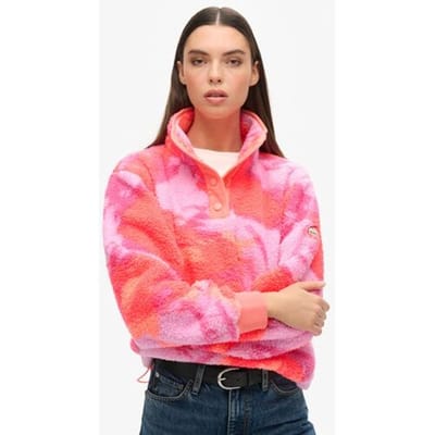 Superdry Super Zachte Teddy Fleece met Print Roze Grootte: 36