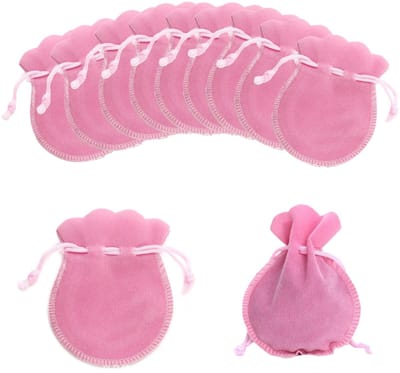 Dailygoods- Sieradenpouch 50 Stuks - Fluwelen Zak - Herbruikbaar - Geschenken - 7 x 9 cm - Roze - Met Treksluiting - Giftbag