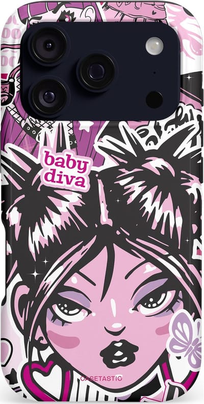 Casetastic hoesje geschikt voor Apple iPhone 17 Pro - MagSafe - Dubbellaagse bescherming - Roze Y2K Pop Teen Girly Cash Diva Collage - Fashion Case - Grijs Donkergrijs Wit Lichtroze