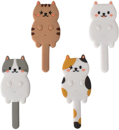 Dailygoods- Kattensleutelhaken 4 stuks - Magnetische Haken - Siliconen Zelfklevende Haken - Decoratieve Haken - PVC + Magneet - Eenvoudige Installatie