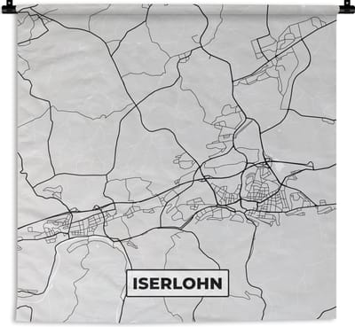 Wandkleed - Wanddoek - Kaart - Iserlohn - Duitsland - Stadskaart - Plattegrond - 180x180 cm - Wandtapijt