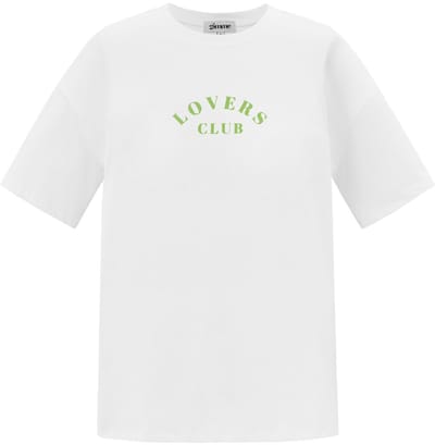 Comfortabel Cotton Vrouwen T-shirt met 'Lovers Club' Tekstprint - Groen - Maat S