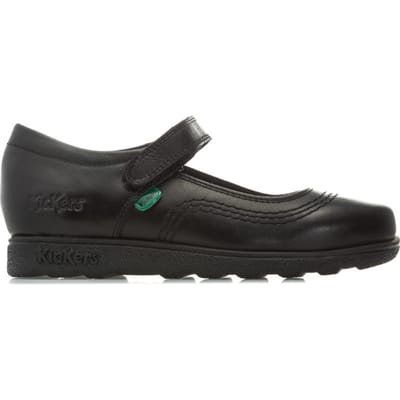Girl's Kickers Children Fragma Pop Leather Shoes in Black