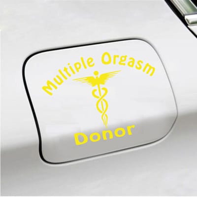 Bumpersticker - Multiple Orgasm Donor - 11,1 X 14,8 - Geel