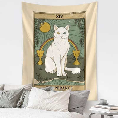 Katten Heksensabbat Wandtapijt Bedrukt Hekserij Hippie Tapiz Muurhanger Bohemen Mandala Kunst Esthetische Kamerdecoratie 95x70cm