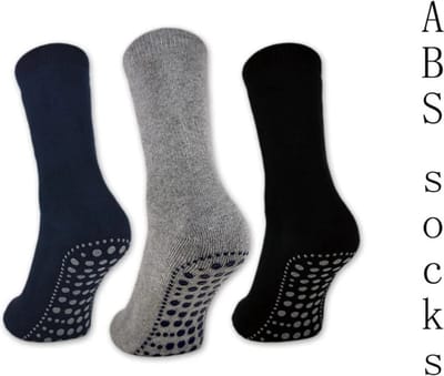 Marco rossi 3 Paar Huissokken anti slip - Antislip sokken - Gripsokken - Full Terry - Volledig Badstof - Werksokken - ABS - Zwart/Grijs/Blauw - Maat 39-42