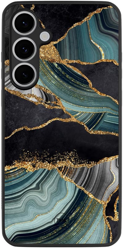 Hoesje geschikt voor Samsung Galaxy S24 FE - Marble Jade Stone - Multi - TPU case - Marmer - Hardcase zwart telefoonhoesje
