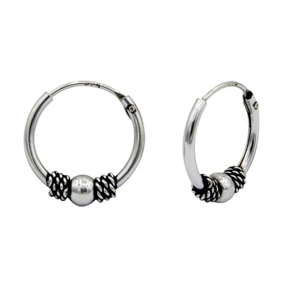 Zilver 12mm bali met balletje oorringen | zilveren oorbellen dames | Ear hoops | zilverana | Sterling 925 Silver