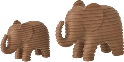 J-Line decoratie Olifant Gestreept - polyresin - bruin - large