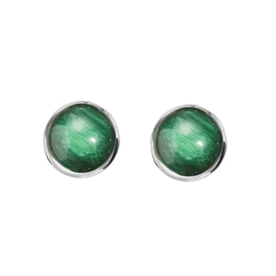 Magneet oorbellen Zanelli Groen zilverrand 13 mm