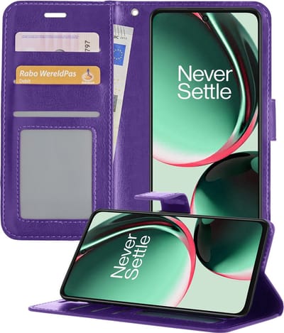 Hoesje - Geschikt voor OnePlus Nord CE 3 Lite - Luxe Bookcase - Walletcase Hoes - Portemonnee - Cover - Telefoonhoes - Paars