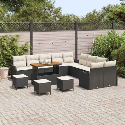 vidaXL - Tuinbank - Set - 14 - st - 13-Aantal - zitplaatsen - Zwart - en - Crème