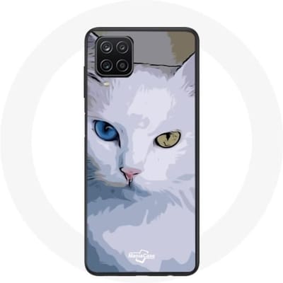 Samsung Galaxy A12 hoesje Turkse van Cat blauw oog en geel oog