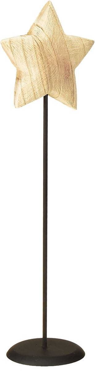 Ster van hout, natuurlijke houten ster staande tafeldecoratie H42cm