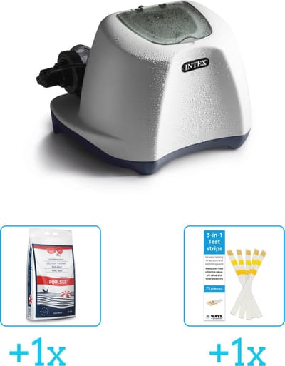 Intex QS1200 zoutwwatersysteem - tot 56.800 liter inclusief Zwembadzout 15 kg. (1 stuks) & WAYS Testrips (1 stuks)