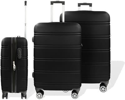 Line Handbagage Koffer S – 43L – afm. 56x37x23 cm – Hardcase Reiskoffer Zwart – Trolley met 360° Zwenkwielen en Cijferslot