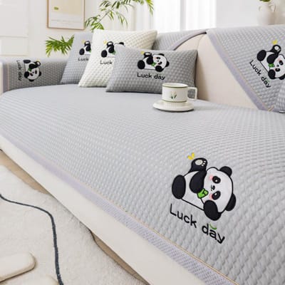 Zomer Ijszijde Bankovertrek Panda Geborduurd Cartoon Bankkussen Woondecoratie Bankkussen Effen Kleur Koel Gevoel Bankovertrek 70x70cm 1pcs