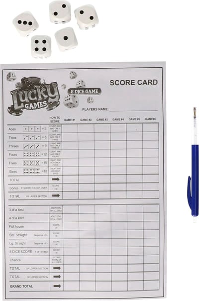 Toi-Toys Dobbelspel - 4x - scoreblok XXL - met dobbelstenen - speelgoed