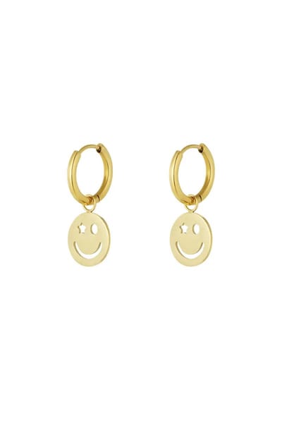 Smiley oorbellen - goud -oorbellen kind - cadeau - tiener