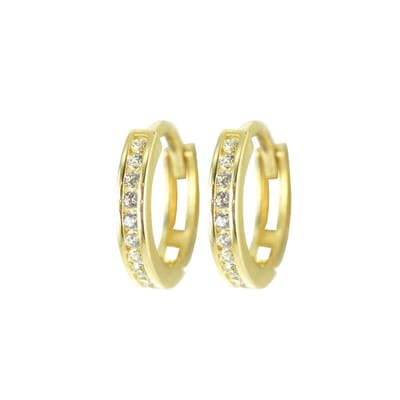 New Bling 9NBSAM-G190634 Gouden oorringen - Dames - Zirkonia - Scharnier - 10 x 1,7 mm - 14 Karaat - Goud