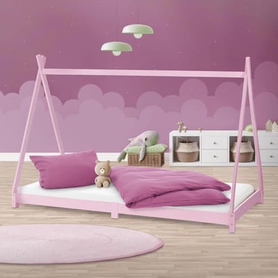 Kinderbed Tipi 90 x 200 cm - Speels en veilig bed voor meisjes van massief grenenhout