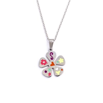 HÕBE – Flower Zilver Ketting – Stainless Steel – Gerecycled Edelstaal – Collier – Handgemaakte Sieraad – Accessories – Dames Ketting – Karabijnhaaksluiting